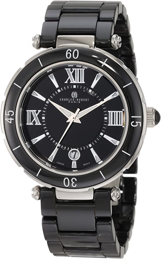 Charles-Hubert, Paris Men's 3879-B Premium Collection Black Ceramic Watch