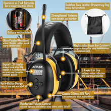 Load image into Gallery viewer, ZOHAN EM042 AM/FM Radio Headphone with Digital Display, Ear Protection Noise Reduction Safety Ear Muffs, Ultra Comfortable Hearing Protector for Lawn Mowing and Landscaping - Yellow
