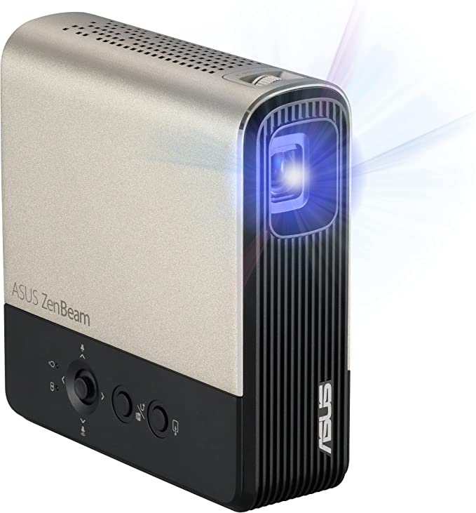 ASUS ZenBeam E2 Mini LED Portable Wireless Projector - 300 LED lumens, Auto Portrait Mode for Smartphone mirroring, 4 Hour Video Playback, Power Bank, 5W Speaker, USB, HDMI