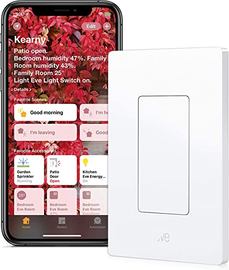 Eve Light Switch - Apple HomeKit Smart Home, Smart Light Switch, Set Timers & Schedules, Bluetooth, App Compatibility