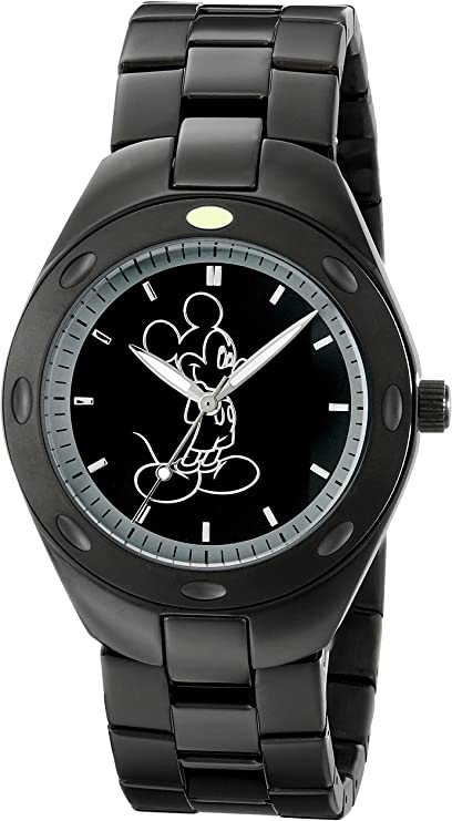 Disney Men's W001900 Mickey Mouse Analog Display Analog Quartz Black Watch