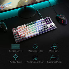 Load image into Gallery viewer, AULA F3287 Wired TKL Rainbow Mechanical Gaming Keyboard, 80% Compact Tenkeyless 87 Keys Layout w/Tactile Blue Switches, White &amp; Grey Mixed-Color Keycaps, Programmable Macro Keys
