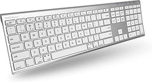 Load image into Gallery viewer, Macally Wireless Bluetooth Keyboard with Numeric Keypad - Multi Device Keyboard for Mac Pro/Mini, Apple iMac, MacBook, Laptop, Computer Windows PC. Android, Smartphones, Tablets (Aluminum Silver)
