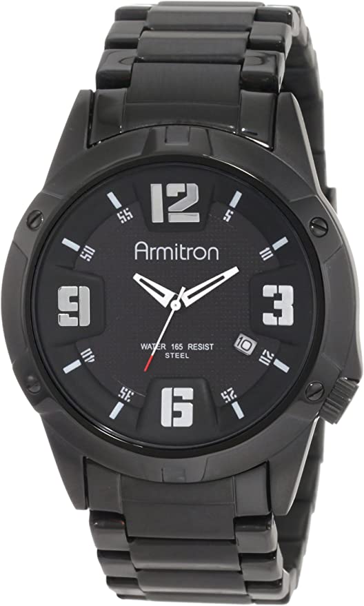 Armitron Men's 204692BKTI Black Plated Stainless-Steel and Black Dial Dress Watch
