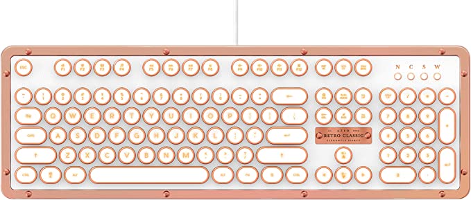 Azio Retro Classic USB (Posh) - Wireless/USB Wired Leather Vintage Backlit Mechanical Keyboard for PC/Mac (MK-RETRO-L-02-US)