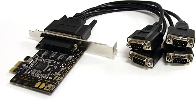 StarTech.com 4 Port PCI Express RS232 Serial Adapter Card - Single-Lane PCI Express - Breakout Cable - RS232 Extension - PCIe Serial Card (PEX4S553B), red