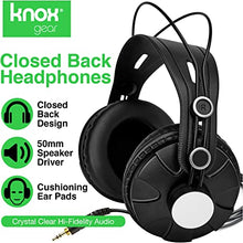 Load image into Gallery viewer, Knox Gear TX-100 Professional Closed-Back Studio Monitor Recording Headphones - Includes 1/4-inch Adapter and Extra Long 10-Foot Cord, 50mm Speaker Unit Driver
