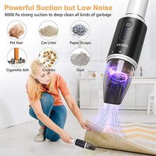 Load image into Gallery viewer, Handheld Vacuum Cordless, XREXS Portable Hand Held Car Vacuum Cleaner with High Power, Rechargeable Mini Vacuum for Home Office Pet Hair Cleaning, 8000Pa Strong Suction, Lightweight and Quick Charge
