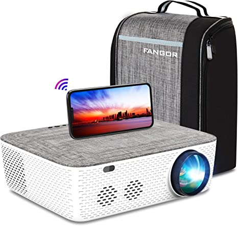 5G WiFi Projector 4K Supported - FANGOR 8500L Native 1080P Projector Bluetooth Outdoor Movie Projector / Full Sealed Design/Digital Keystone/300” Display/50% Zoom, for Phone/PC/DVD/TV/PS4