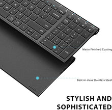 Load image into Gallery viewer, iClever BK10 Bluetooth Keyboard, Universal Wireless Keyboard, Rechargeable Bluetooth 5.1 Multi Device Keyboard with Number Pad Full Size Stable Connection for Windows, iOS, Android
