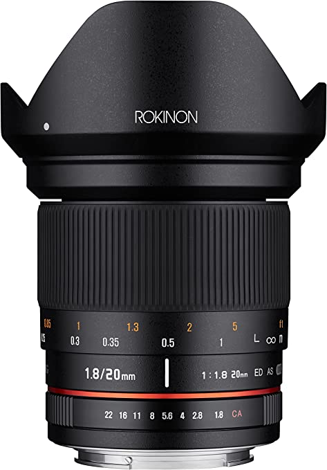 Rokinon 20mm f/1.8 AS ED UMC Wide Angle Lens for Canon EF
