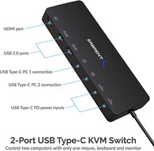 Load image into Gallery viewer, Sabrent 2-Port USB Type-C KVM Switch with 60 Watt Power Delivery Option (USB-KCPD)
