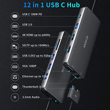 Load image into Gallery viewer, MacBook Pro Docking Station Dual Monitor MacBook Pro HDMI Adapter,12 in 1 USB C Adapters for MacBook Pro Air Mac HDMI Dock Dongle Dual USB C to Dual HDMI VGA Ethernet AUX 4USB SD/TF100W PD
