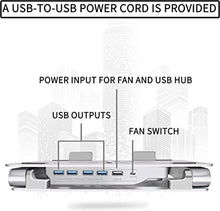 Load image into Gallery viewer, SOUNDANCE Laptop Cooling Pad with Low-Noise Fan and 3.0 USB Hubs, Ventilated Laptop Cooler Prevent Overheating, Ergonomic Laptop Stand Support Up to 17” Gaming Notebook Computer, Aluminum
