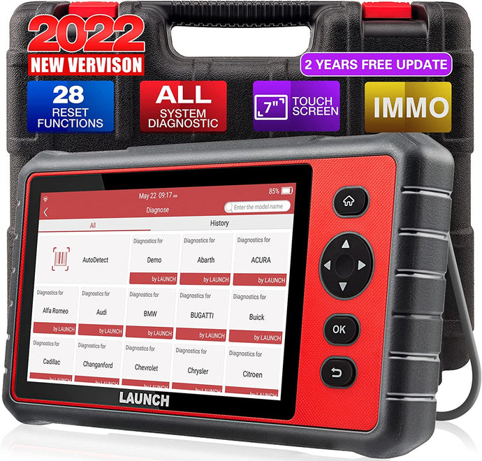 LAUNCH OBD2 Scanner CRP909E , 2022 Newest Full System 7 Inch Automotive Diagnostic & Scan Tool, with 28 Free Maintenance Functions,IMMO/Reset Oil Lamp/TPMS/ABS Bleeding/Injector Coding ,Auto VIN