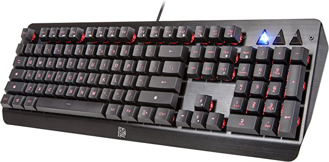 Thermaltake Tt eSPORTS Challenger Edge Aluminum Faceplate 8 Color LED Backlighting Fast Response Key Anti-Ghosting Membrane Gaming Keyboard KB-CHE-MBBLUS-01, Black