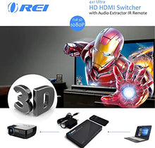 Load image into Gallery viewer, Orei Ultra HD HDMI 4 x 1 Switcher 18G Audio Extractor IR Remote - Supports Upto 4K @ 60Hz - (4 Input, 1 Output) Switch, Hub, Port for Cable, HD TV, Laptop, MacBook &amp; More (UHD-401)
