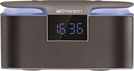 Emerson Portable Bluetooth Speaker, 12W Stereo, USB Charging, Hands Free Calling, Night Light, ER-BT200 Clock and FM Radio