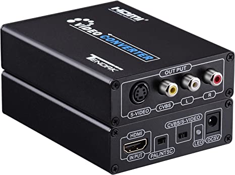 Tendak HDMI to Composite 3RCA AV S-Video R/L Audio Vdieo Converter Adapter Upscaler Support 720P/1080P with RCA/S-Video Cable for PC Laptop Xbox PS3 TV STB VHS VCR Camera Blue-Ray DVD