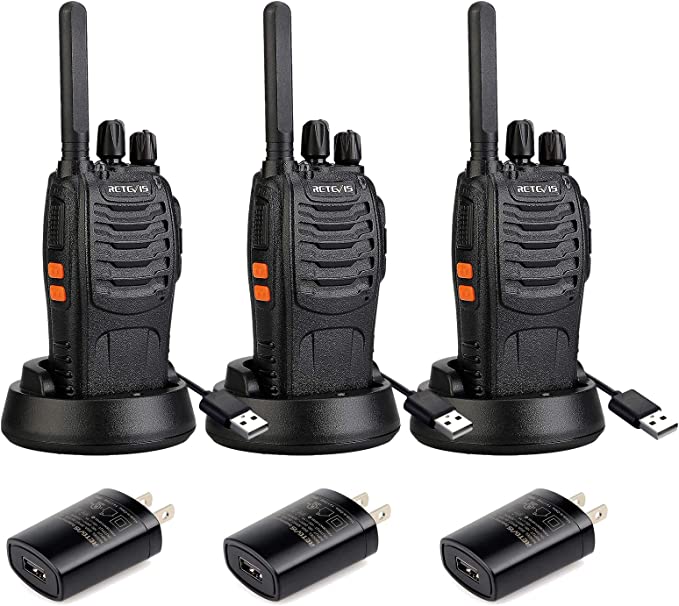 Retevis H-777 Walkie Talkies for Adults Emergency Flashlight 16CH Hand Free Rechargeable Two Way Radio with USB Charger (3 Pack)