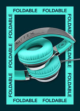 Load image into Gallery viewer, Artix CL750 Foldable Noise Isolating On Ear Headphones Wired with Microphone and Volume Control, Stereo Head Phones Corded with Adjustable Headband for Computer, Laptop and Cell Phone (Turquoise/Gray)
