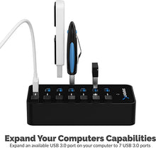Load image into Gallery viewer, Sabrent 36W 7-Port USB 3.0 Hub with Individual Power Switches and LEDs Includes 36W 12V/3A Power Adapter (HB-BUP7)

