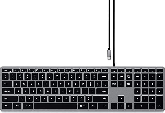 Satechi Slim W3 Wired Backlit Keyboard with Numeric Keypad – Illuminated Keys & Built-in USB-C Connection – Compatible with 2021 MacBook Pro M1 Pro & Max, 2021 iMac, 2020 Mac Mini, 2020 MacBook Air