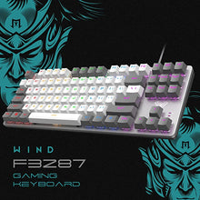 Load image into Gallery viewer, AULA F3287 Wired TKL Rainbow Mechanical Gaming Keyboard, 80% Compact Tenkeyless 87 Keys Layout w/Tactile Blue Switches, White &amp; Grey Mixed-Color Keycaps, Programmable Macro Keys

