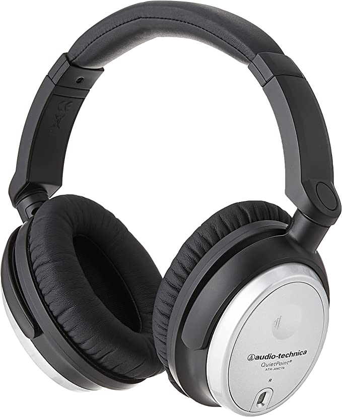 Audio-Technica ATH-ANC7b-SViS QuietPoint Noise-Cancelling Headphones with In-Line Mic & Control