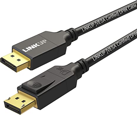 LINKUP - DisplayPort DP8K DP1.4 Cable (VESA Certified) HBR3 DSC 1.2 | 144Hz Extreme High Speed Gold Plated | 8K 5K 4K 3K 2K | UHD QHD FHD | 28AWG Heavy Duty - 5 Meter