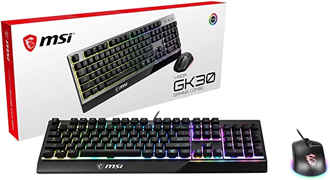 MSI Vigor Backlit RGB Dedicated Hotkeys Anti-Ghosting Mechanical Feel Gaming Keyboard & Gaming Mouse Combo (Vigor GK30 Combo US)