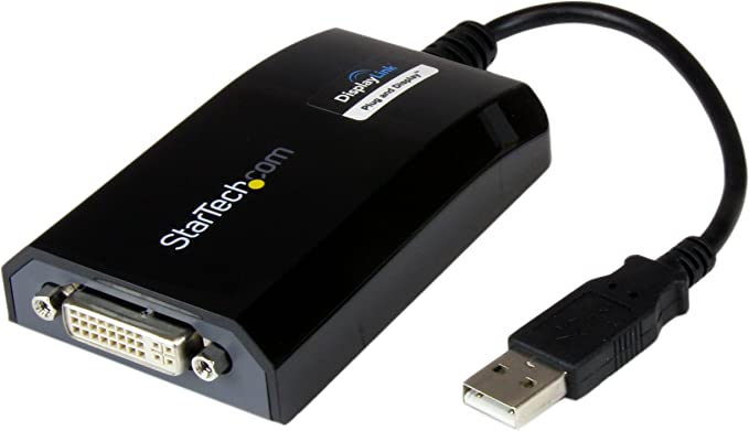 StarTech.com USB to DVI Adapter - 1920x1200 - External Video & Graphics Card - Dual Monitor Display Adapter Cable - Supports Mac & Windows (USB2DVIPRO2),Black