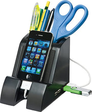 Load image into Gallery viewer, Victor PH600 Smart Charge Pencil Cup, Tablet Holder, Kindle Holder, with USB Hub , Black
