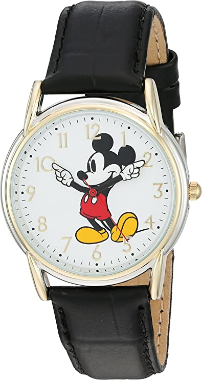 Disney Women's 'Mickey Mouse' Quartz Metal Watch, Color:Black (Model: W002755)