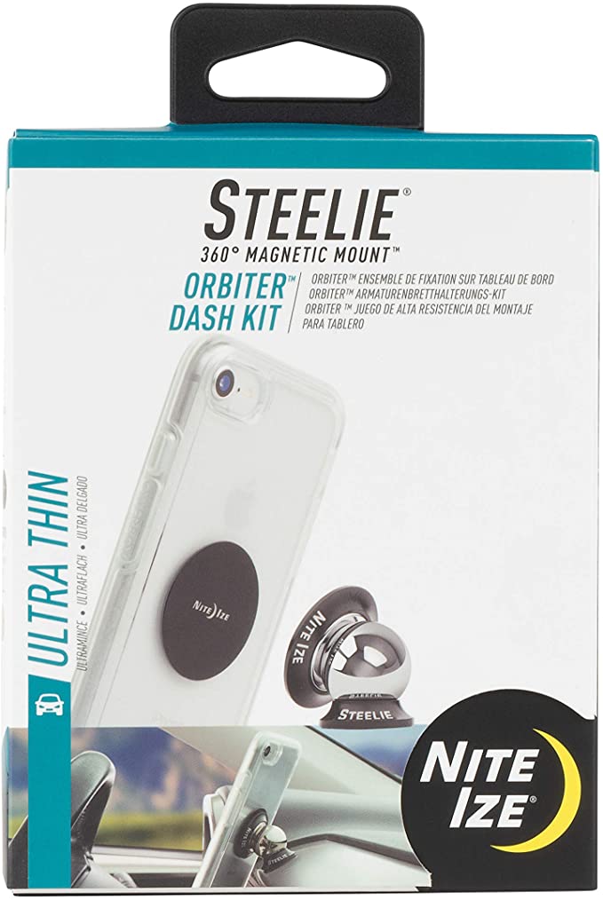 Nite Ize Steelie Orbiter Dash Mount Kit - Magnetic Cell Phone Holder for Car Dash, Low Profile, No Attached Magnets