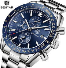 Load image into Gallery viewer, BENYAR Mens Watches Quartz Chronograph Business Luxury Brand Waterproof Wristwatches Fashion Brown Leather Watches for Men
