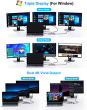 Load image into Gallery viewer, USB C Docking Station Dual Monitor, 9 in 1 USB C Triple Display Docking Station to Dual HDMI Adapter Displayport SD TF Card Reader 2USB 2.0, 1 USB 3.0, 100W PD for USB C Thunderbolt 3 Laptops
