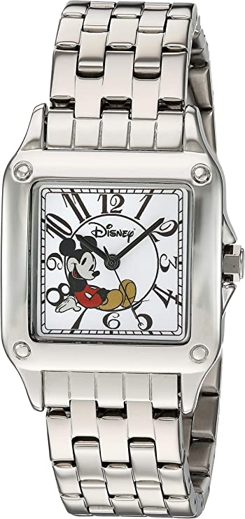 Disney Women's Mickey Mouse Analog-Quartz Watch with Stainless-Steel Strap, Silver, 18 (Model: 51107-3-A-1)