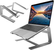 Load image into Gallery viewer, Macally Laptop Stand - Laptop Riser Stand for Desk - Aluminum Ergonomic Laptop Holder Mount Works with all Macbooks &amp; Notebook Computers between 10 to 17.3 Inches - Silver
