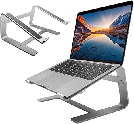 Macally Laptop Stand - Laptop Riser Stand for Desk - Aluminum Ergonomic Laptop Holder Mount Works with all Macbooks & Notebook Computers between 10 to 17.3 Inches - Silver
