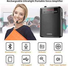 Load image into Gallery viewer, Voice Amplifier, Portable Microphone Speaker, Teacher Classroom Microphone, Headset Microphone Amplifier for Meeting Tour Guides
