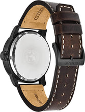 Load image into Gallery viewer, Citizen Eco-Drive Garrison Quartz Mens Watch, Stainless Steel with Leather strap, Field watch, Brown (Model: BM8478-01L)
