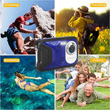 Load image into Gallery viewer, Waterproof Digital Camera Full HD 1080P Underwater Camera 16 MP Underwater Camcorder with 1050MAH Rechargeable Battery Point and Shoot Camera DV Recording Waterproof Camera for Snorkeling (Blue-2)
