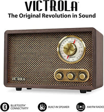 Load image into Gallery viewer, Victrola Retro Wood Bluetooth FM/AM Radio with Rotary Dial, Espresso
