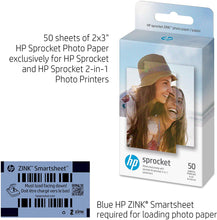 Load image into Gallery viewer, HP Sprocket Photo Paper for Sprocket Portable Photo Printer, (2x3-inch), Sticky-Backed 50 sheets
