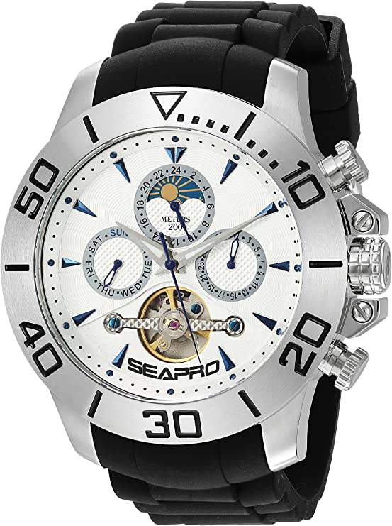 Seapro Men's Montecillo Stainless Steel Automatic-self-Wind Watch with Stainless-Steel Strap, Black, 24 (Model: SP5121)