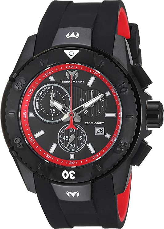 Technomarine Men's UF6 Stainless Steel Quartz Watch with Silicone Strap, Black, 26 (Model: TM-616002)
