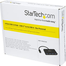 Load image into Gallery viewer, StarTech.com 4-Port USB-C Hub - Portable USB-C to 4X USB-A Hub - Bus-Powered USB 3.1 Gen 1 Type-C Hub - USB 3.0 Port Expander (HB30C4AB)
