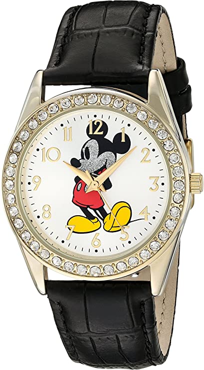 Disney Men's 'Mickey Mouse' Quartz Metal Watch, Color:Black (Model: W002750)