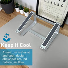 Load image into Gallery viewer, Macally Laptop Stand - Laptop Riser Stand for Desk - Aluminum Ergonomic Laptop Holder Mount Works with all Macbooks &amp; Notebook Computers between 10 to 17.3 Inches - Silver
